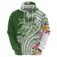 Aloha Molokai Island Personalized Zip Hoodie Sage Dreamy Turtle
