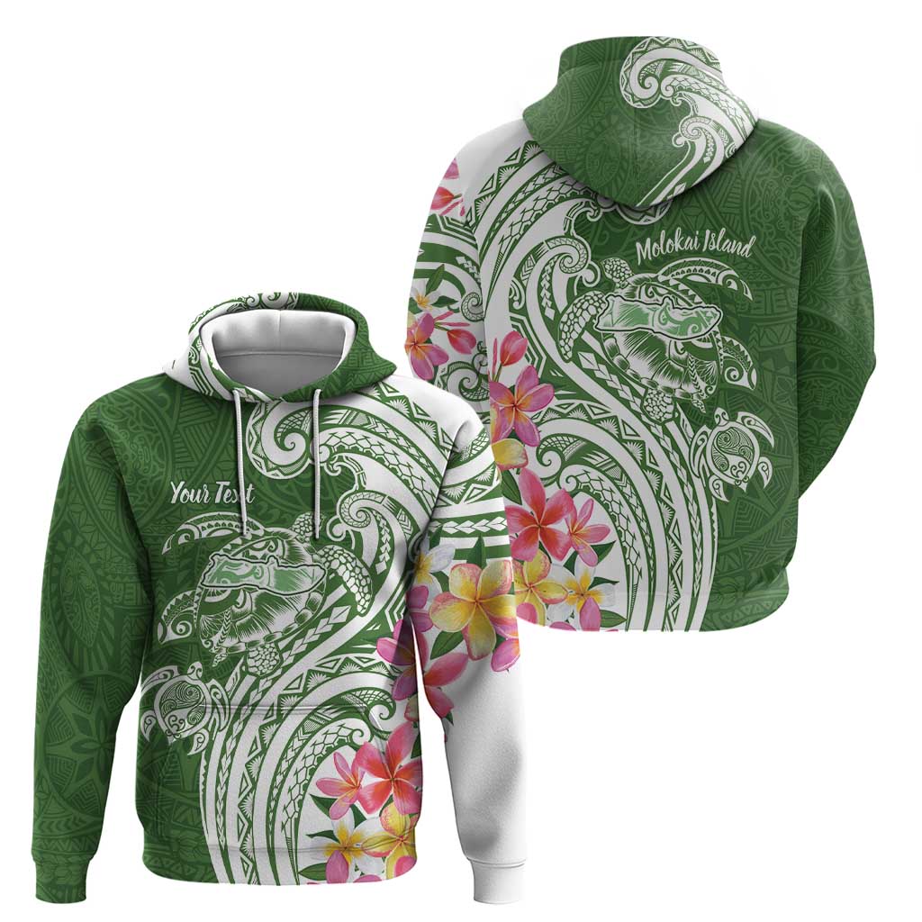 Aloha Molokai Island Personalized Zip Hoodie Sage Dreamy Turtle