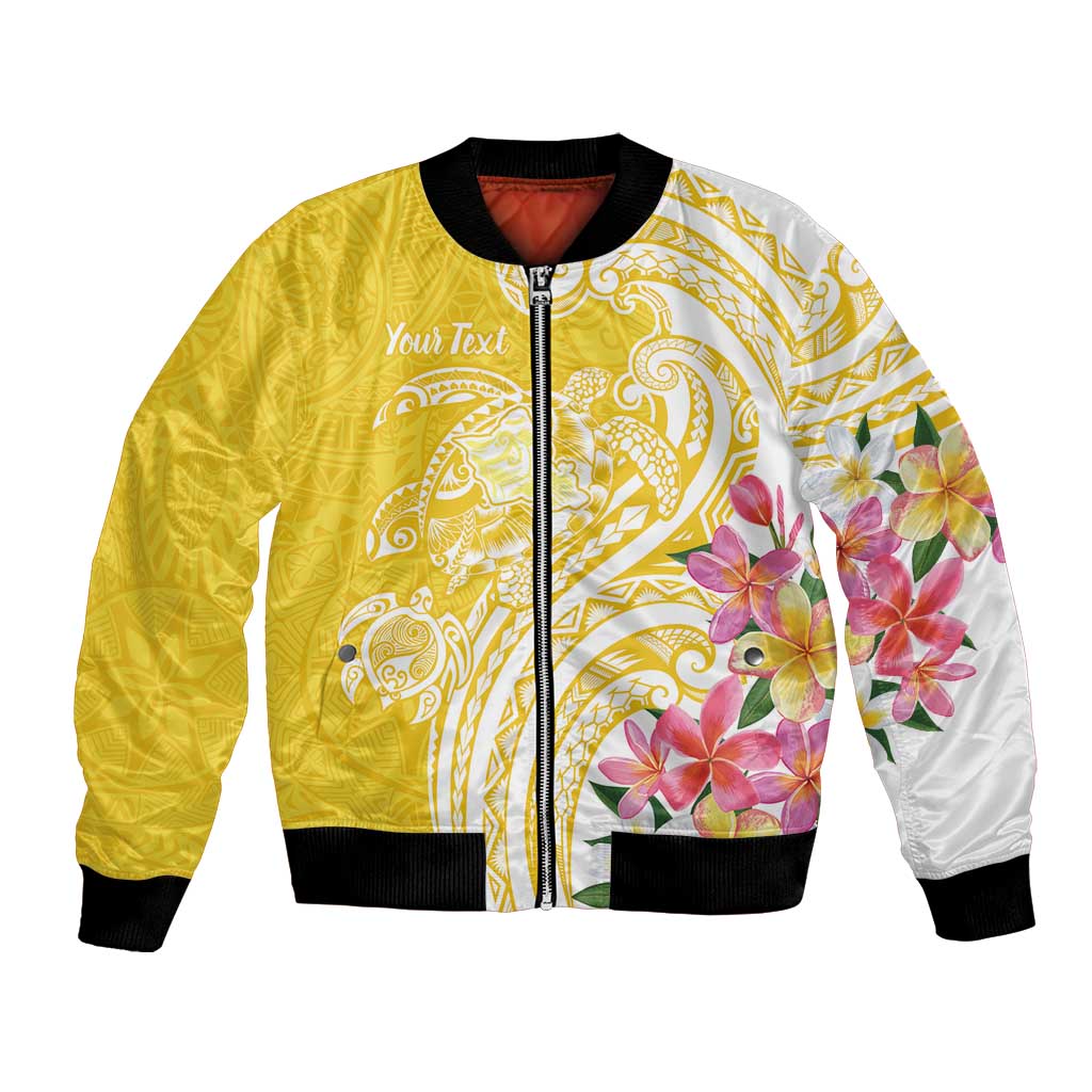 Aloha Oahu Island Personalized Bomber Jacket Yellow Dreamy Turtle