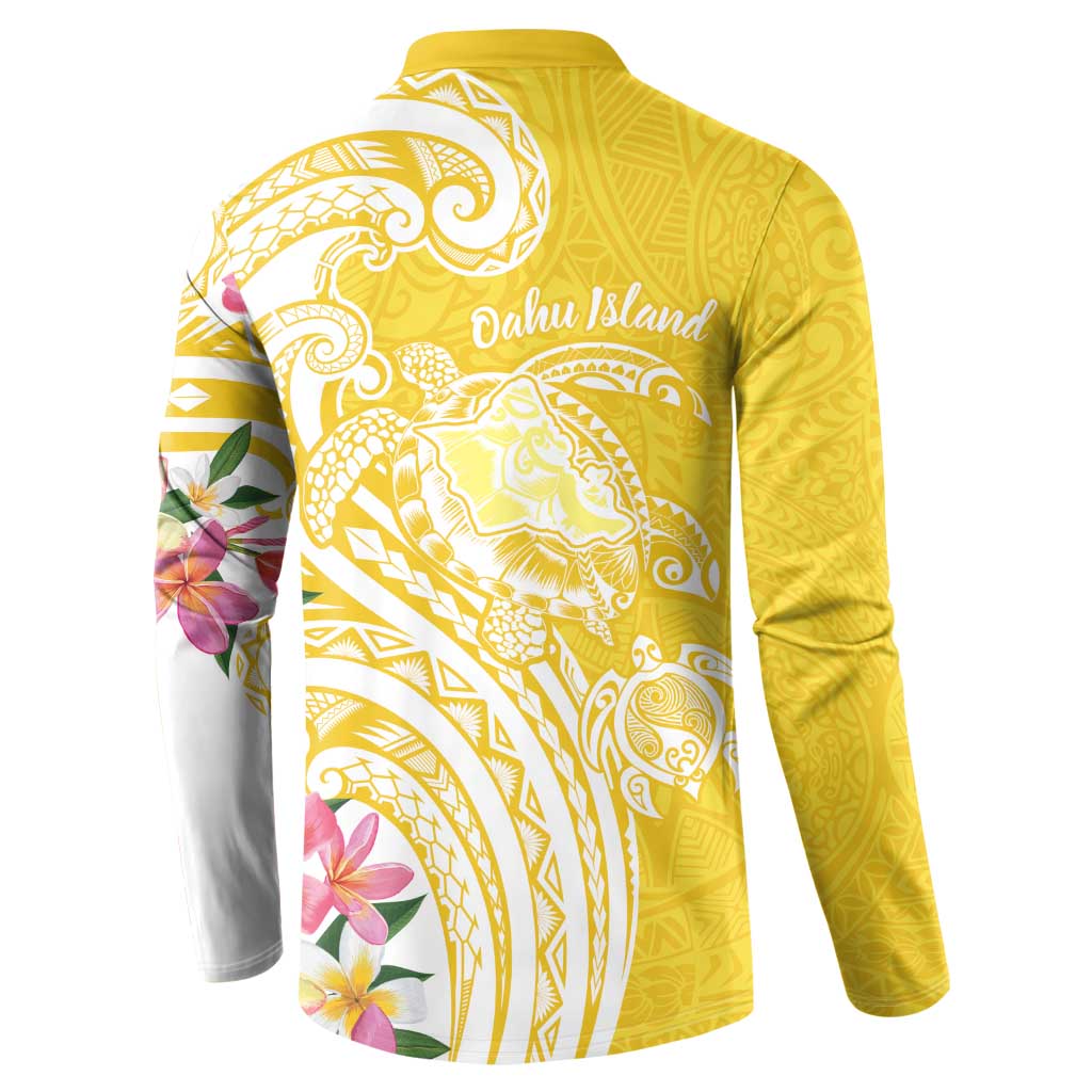 Aloha Oahu Island Personalized Button Sweatshirt Yellow Dreamy Turtle
