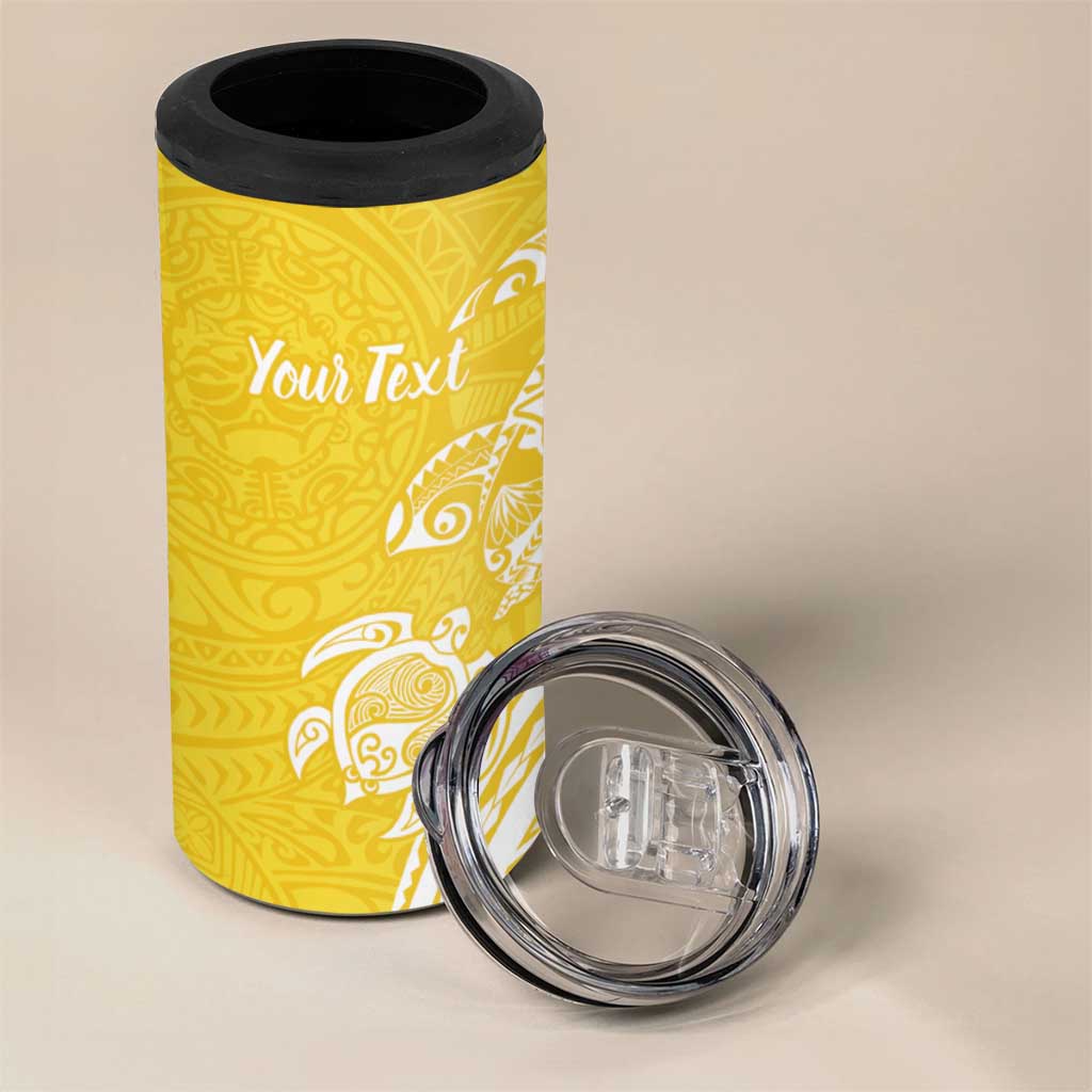 Aloha Oahu Island Personalized 4 in 1 Can Cooler Tumbler Yellow Dreamy Turtle