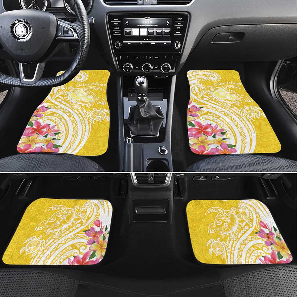 Aloha Oahu Island Personalized Car Mats Yellow Dreamy Turtle