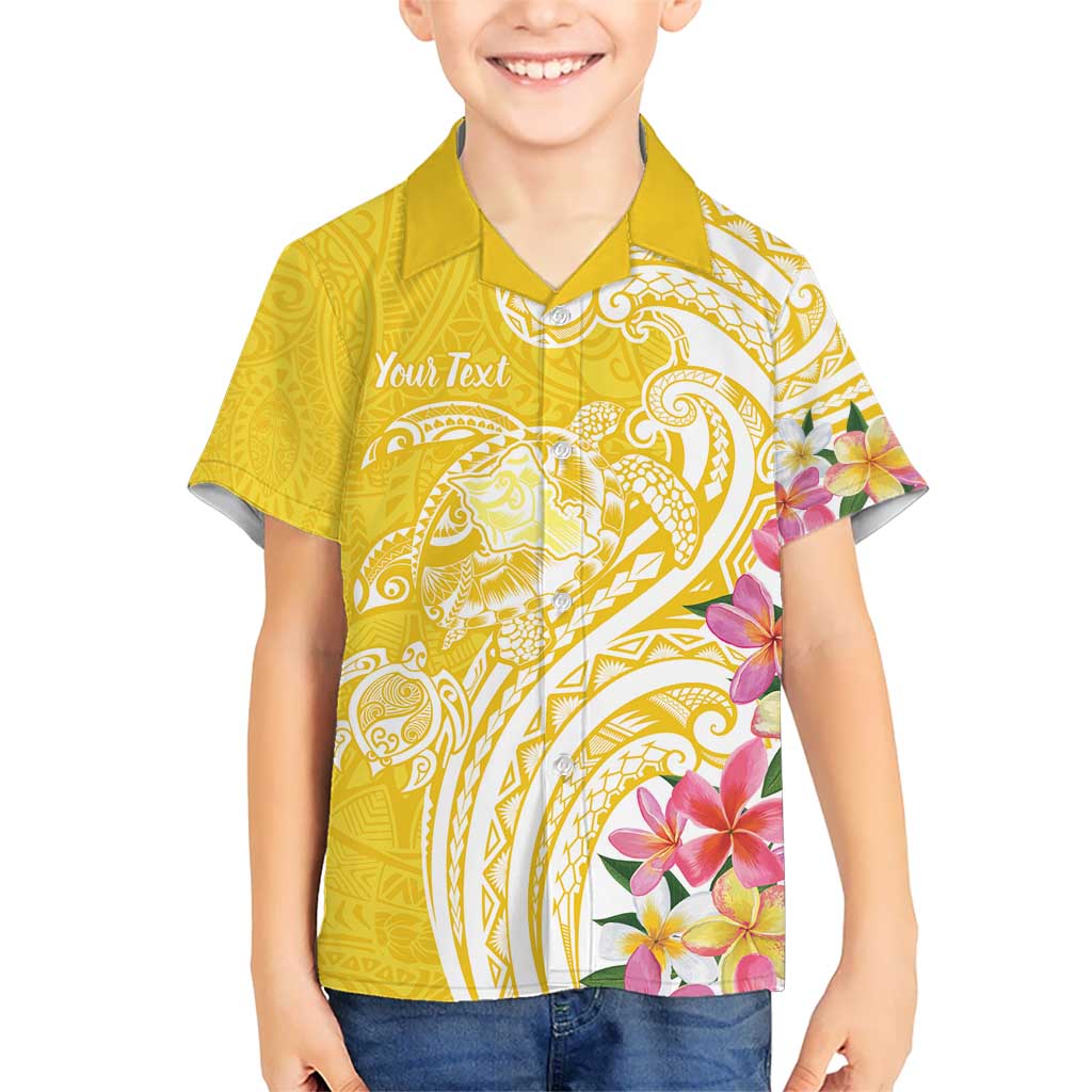 Aloha Oahu Island Personalized Kid Hawaiian Shirt Yellow Dreamy Turtle