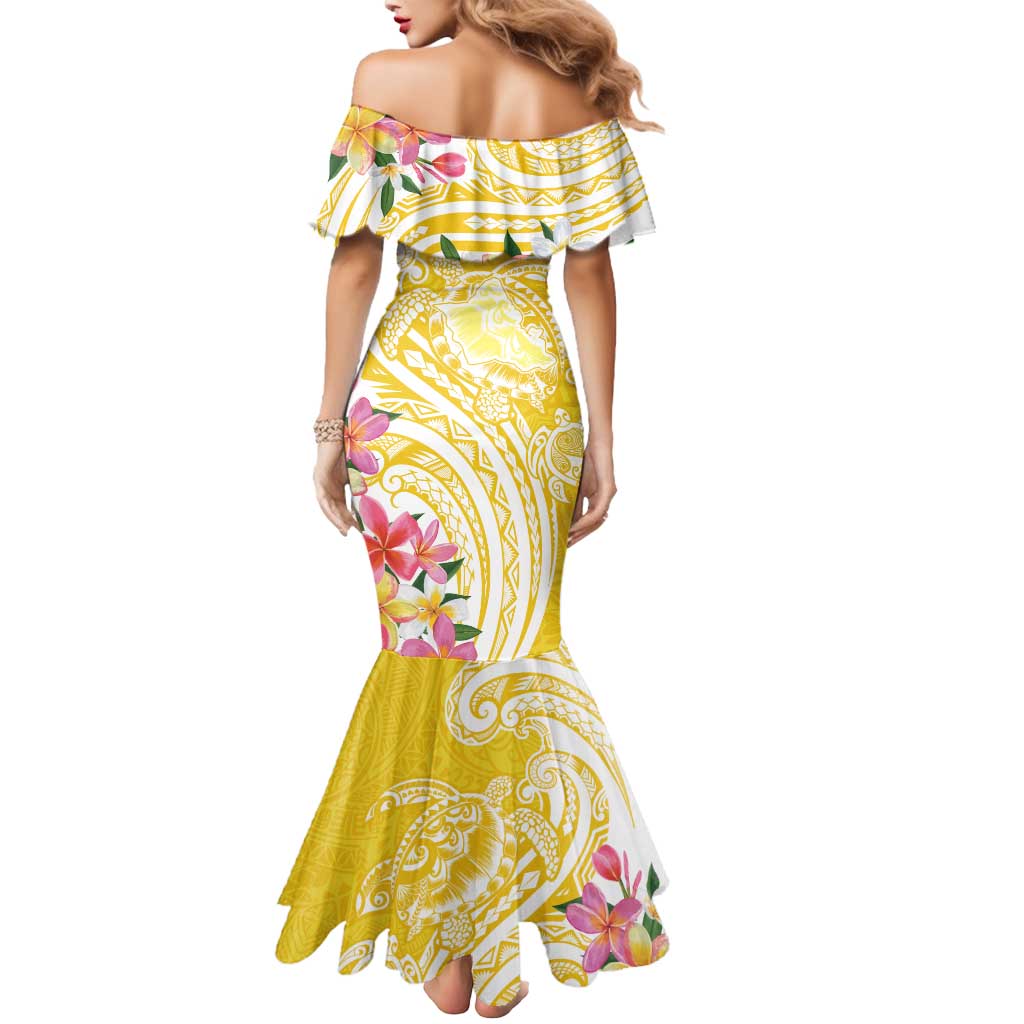Aloha Oahu Island Personalized Mermaid Dress Yellow Dreamy Turtle
