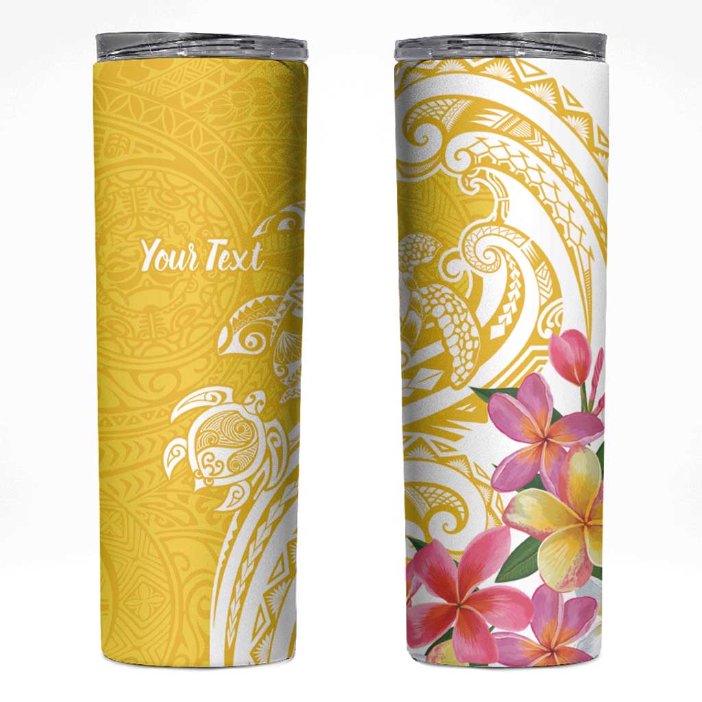 Aloha Oahu Island Personalized Skinny Tumbler Yellow Dreamy Turtle