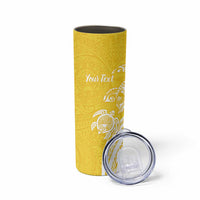 Aloha Oahu Island Personalized Skinny Tumbler Yellow Dreamy Turtle