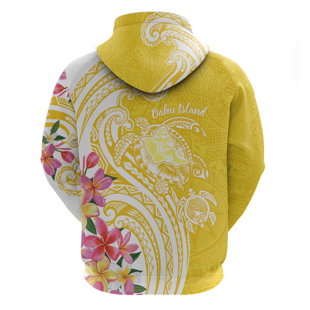 Aloha Oahu Island Personalized Zip Hoodie Yellow Dreamy Turtle