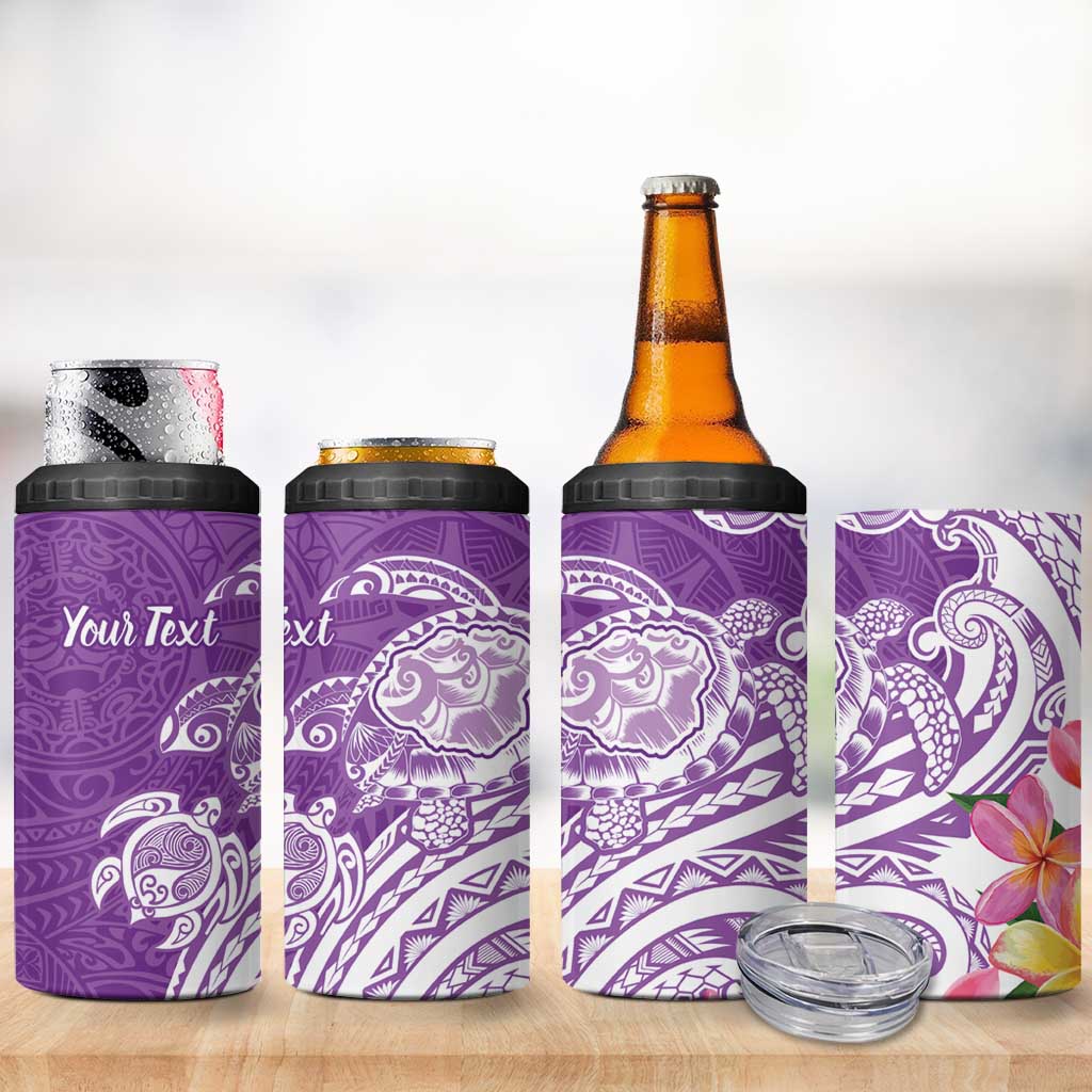 Aloha Kauai Island Personalized 4 in 1 Can Cooler Tumbler Lilac Dreamy Turtle