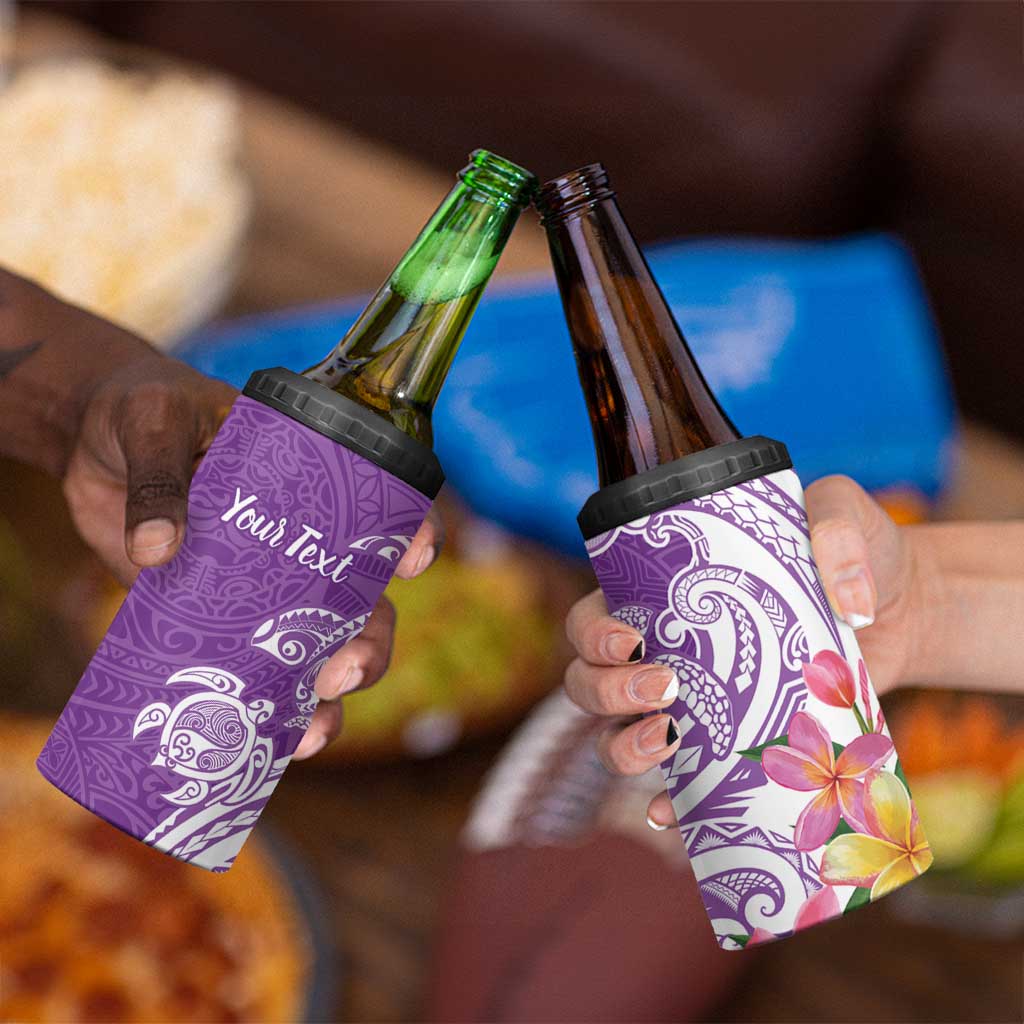 Aloha Kauai Island Personalized 4 in 1 Can Cooler Tumbler Lilac Dreamy Turtle