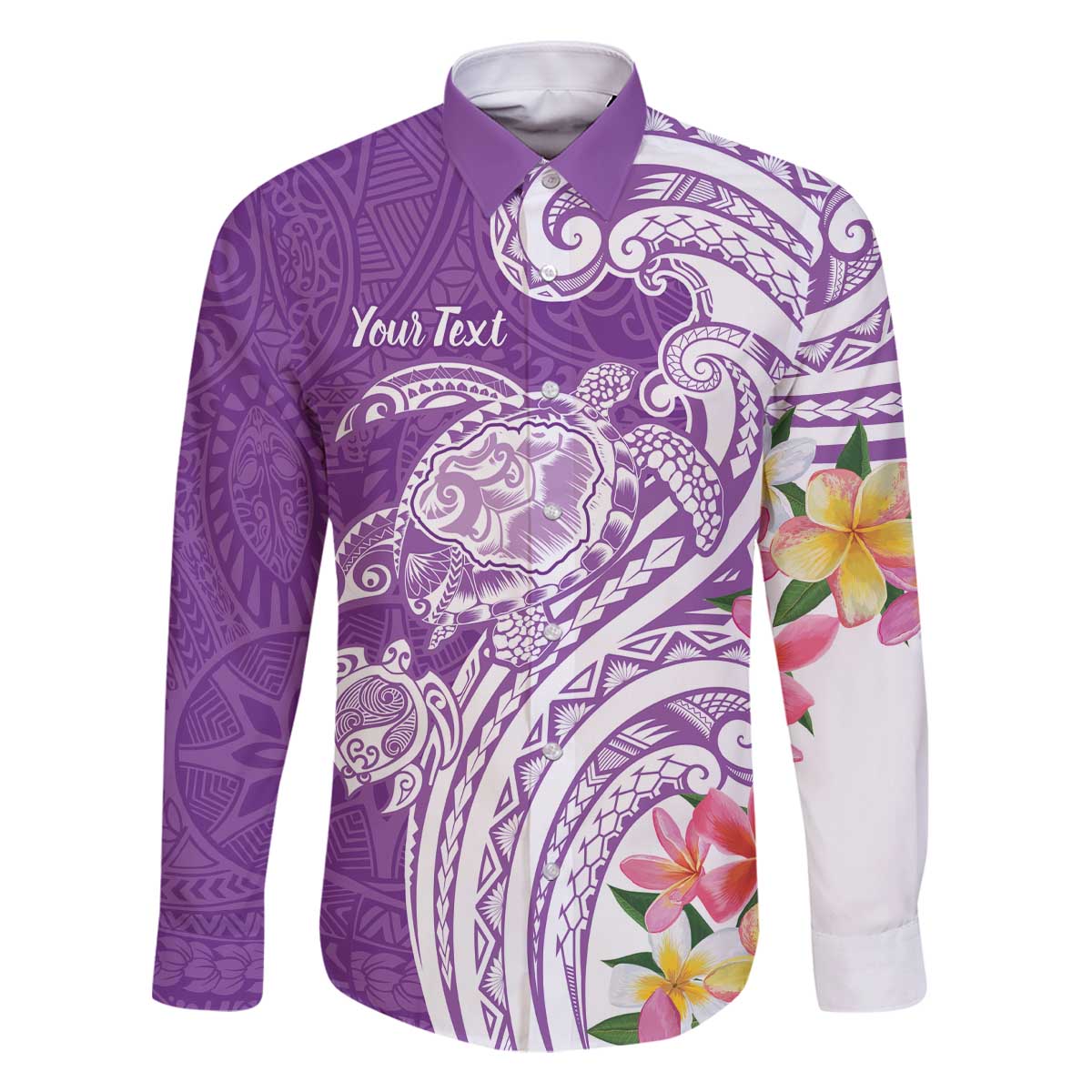 Aloha Kauai Island Personalized Family Matching Off The Shoulder Long Sleeve Dress and Hawaiian Shirt Lilac Dreamy Turtle