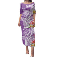 Aloha Kauai Island Personalized Family Matching Puletasi and Hawaiian Shirt Lilac Dreamy Turtle