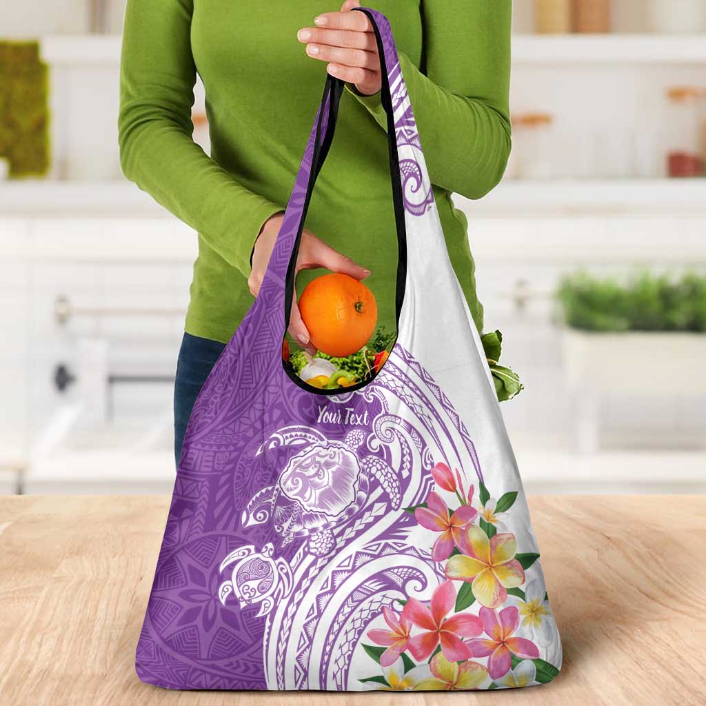 Aloha Kauai Island Personalized Grocery Bag Lilac Dreamy Turtle