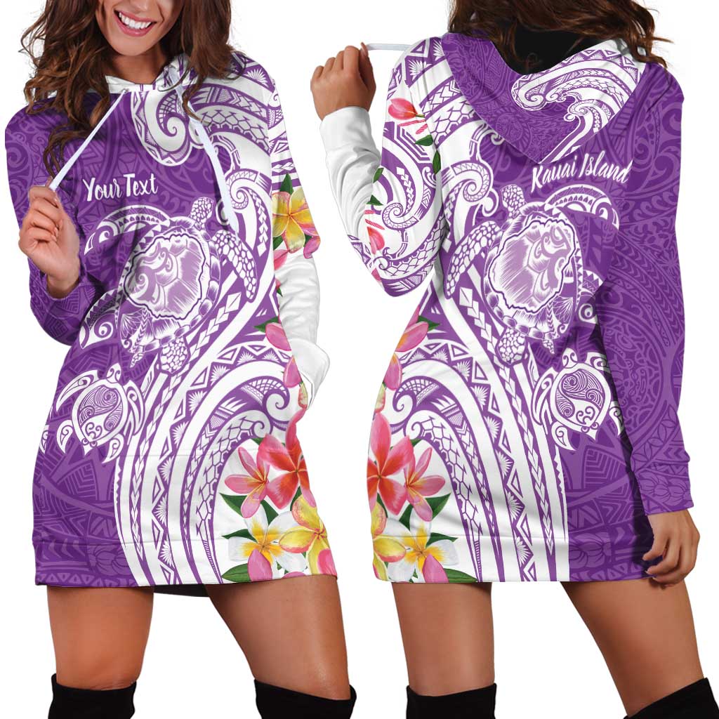 Aloha Kauai Island Personalized Hoodie Dress Lilac Dreamy Turtle