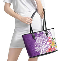 Aloha Kauai Island Personalized Leather Tote Bag Lilac Dreamy Turtle