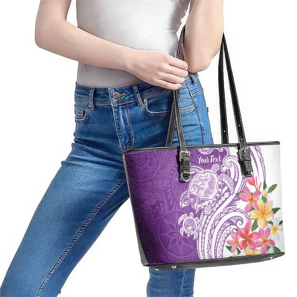 Aloha Kauai Island Personalized Leather Tote Bag Lilac Dreamy Turtle