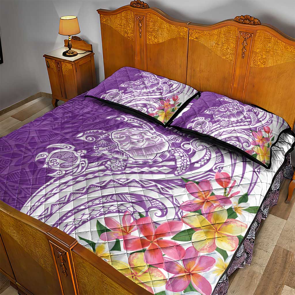 Aloha Kauai Island Personalized Quilt Bed Set Lilac Dreamy Turtle