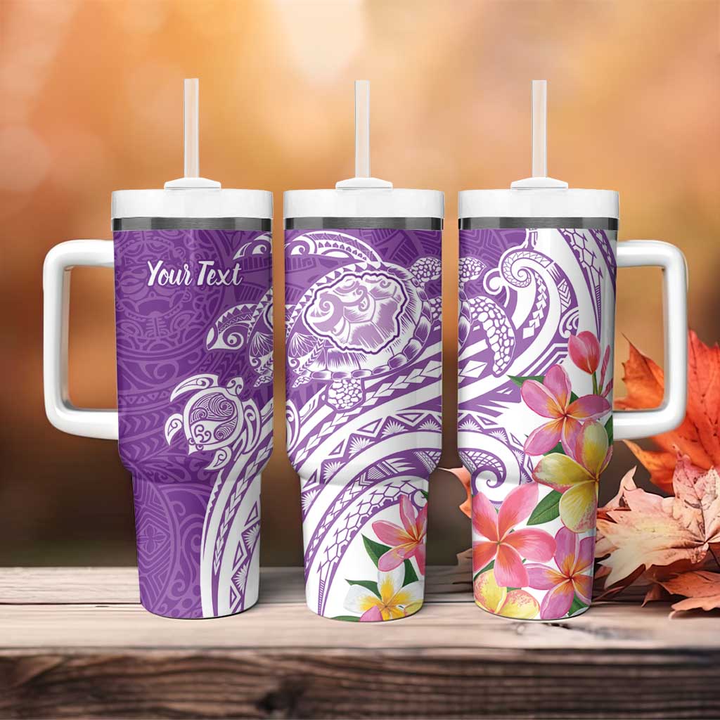 Aloha Kauai Island Personalized Tumbler With Handle Lilac Dreamy Turtle