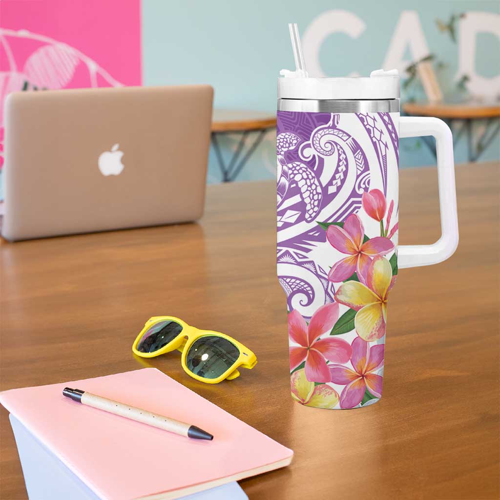 Aloha Kauai Island Personalized Tumbler With Handle Lilac Dreamy Turtle