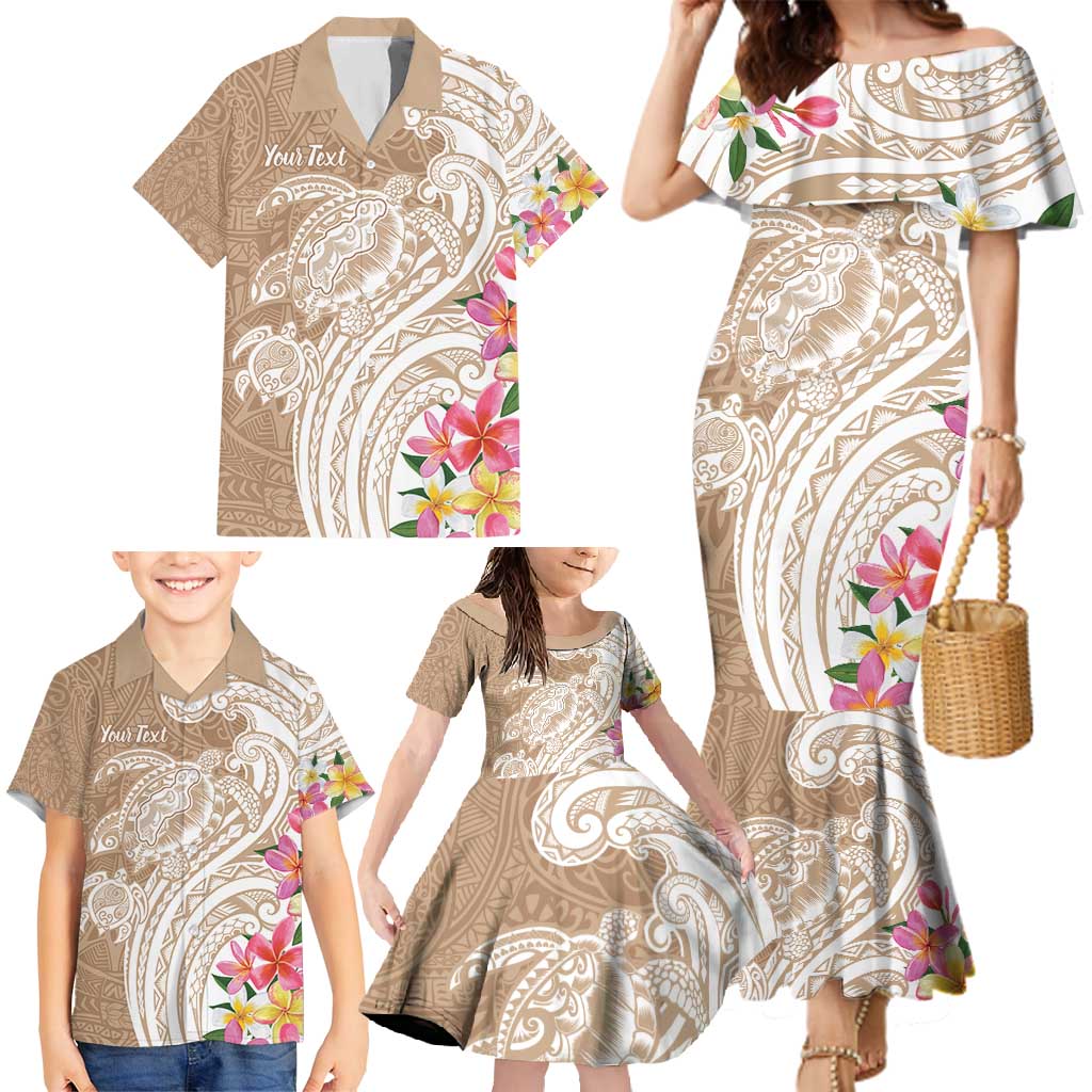 Aloha Ni’ihau Island Personalized Family Matching Mermaid Dress and Hawaiian Shirt Beige Dreamy Turtle