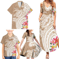 Aloha Ni’ihau Island Personalized Family Matching Summer Maxi Dress and Hawaiian Shirt Beige Dreamy Turtle