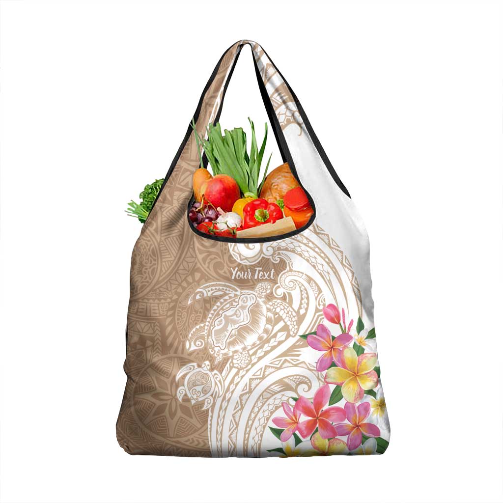 Aloha Ni’ihau Island Personalized Grocery Bag Beige Dreamy Turtle