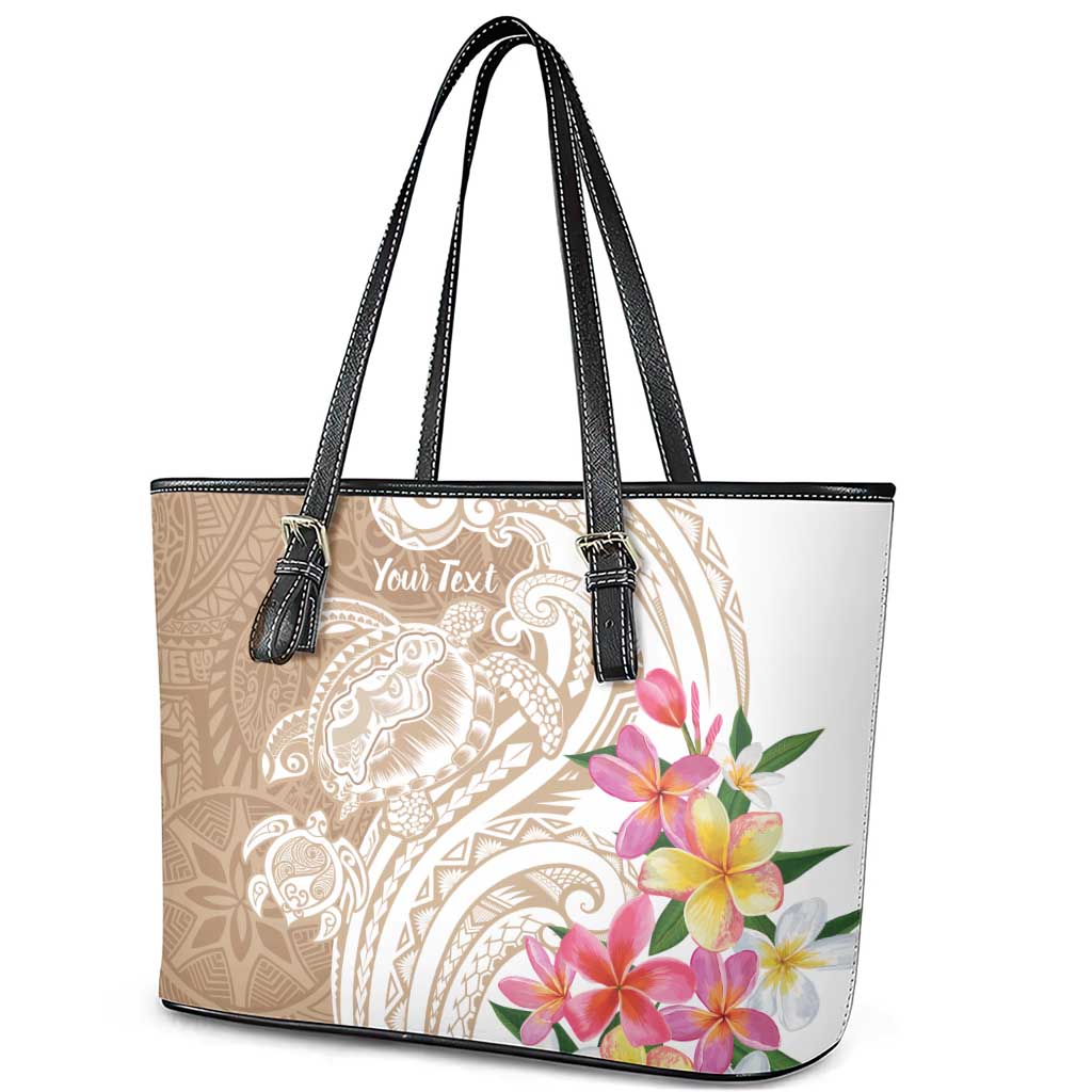 Aloha Ni’ihau Island Personalized Leather Tote Bag Beige Dreamy Turtle