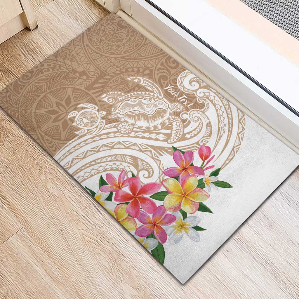 Aloha Ni’ihau Island Personalized Rubber Doormat Beige Dreamy Turtle