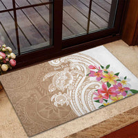 Aloha Ni’ihau Island Personalized Rubber Doormat Beige Dreamy Turtle