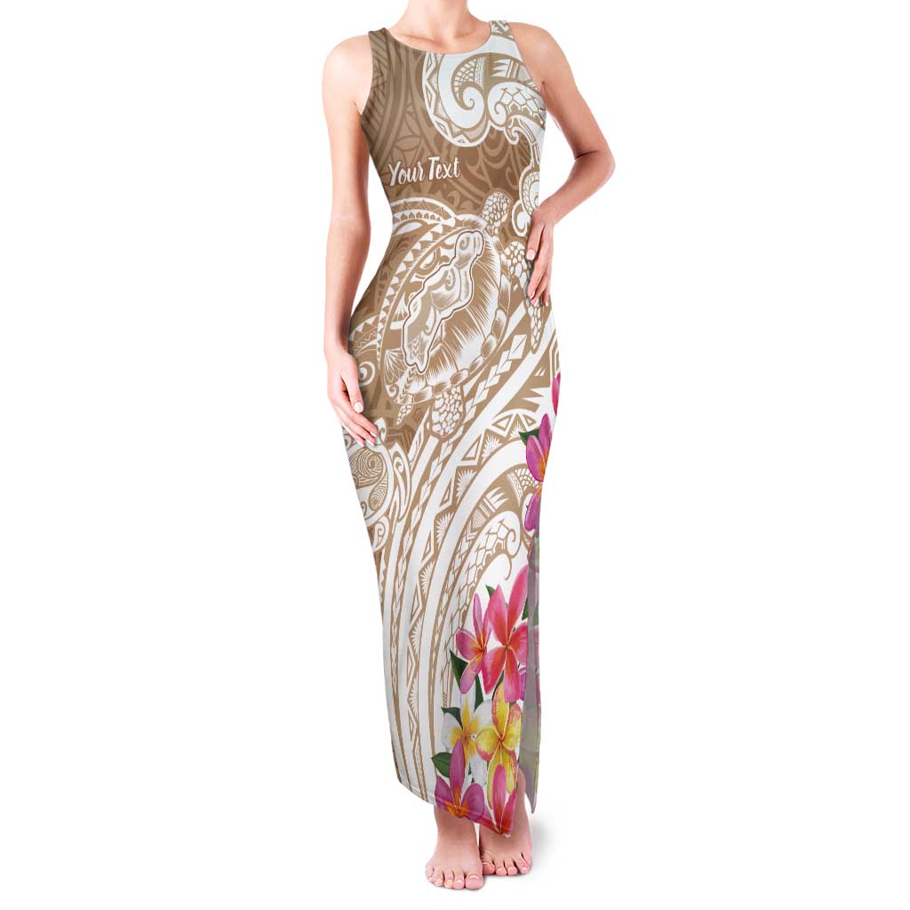 Aloha Niihau Island Personalized Tank Maxi Dress Beige Dreamy Turtle LT7 Women Beige - Polynesian Pride
