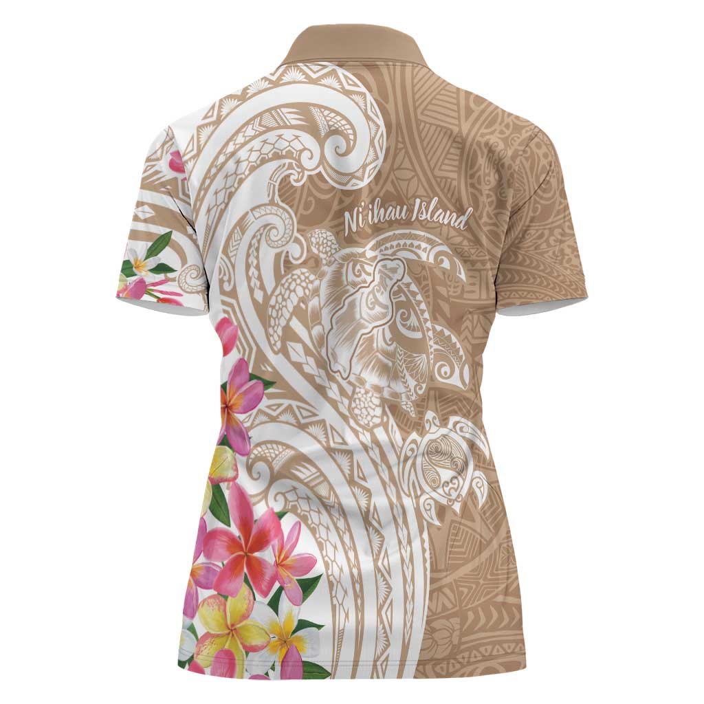 Aloha Ni’ihau Island Personalized Women Polo Shirt Beige Dreamy Turtle