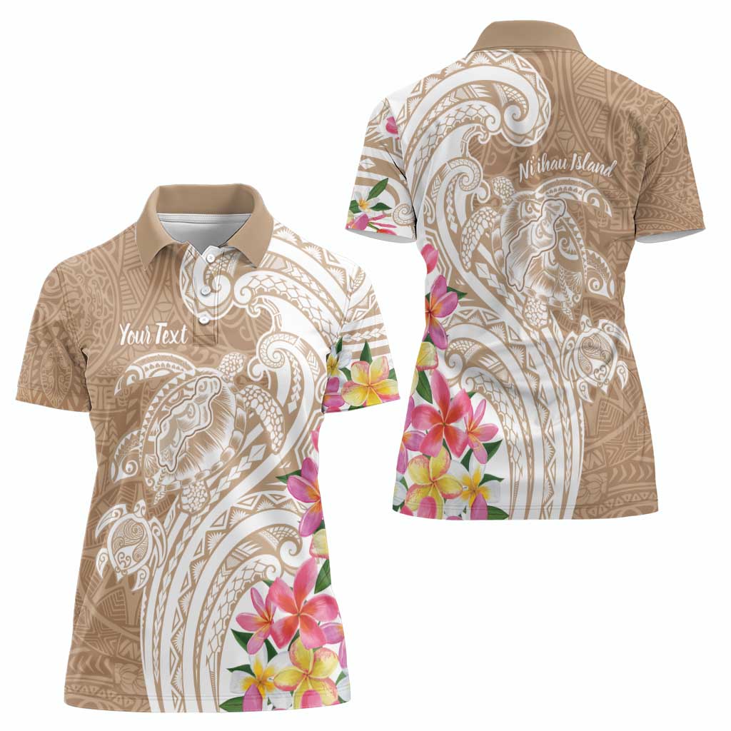 Aloha Ni’ihau Island Personalized Women Polo Shirt Beige Dreamy Turtle