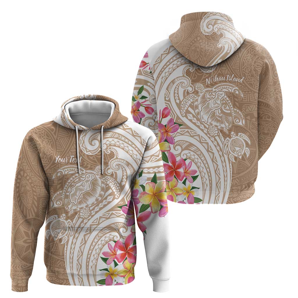 Aloha Ni’ihau Island Personalized Zip Hoodie Beige Dreamy Turtle