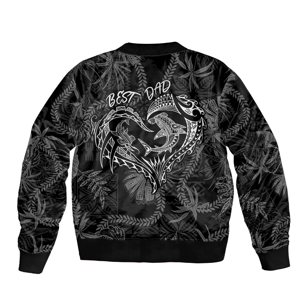 Hawaii Father's Day Vintage Lei Bomber Jacket Hauoli la Makuakane - Black