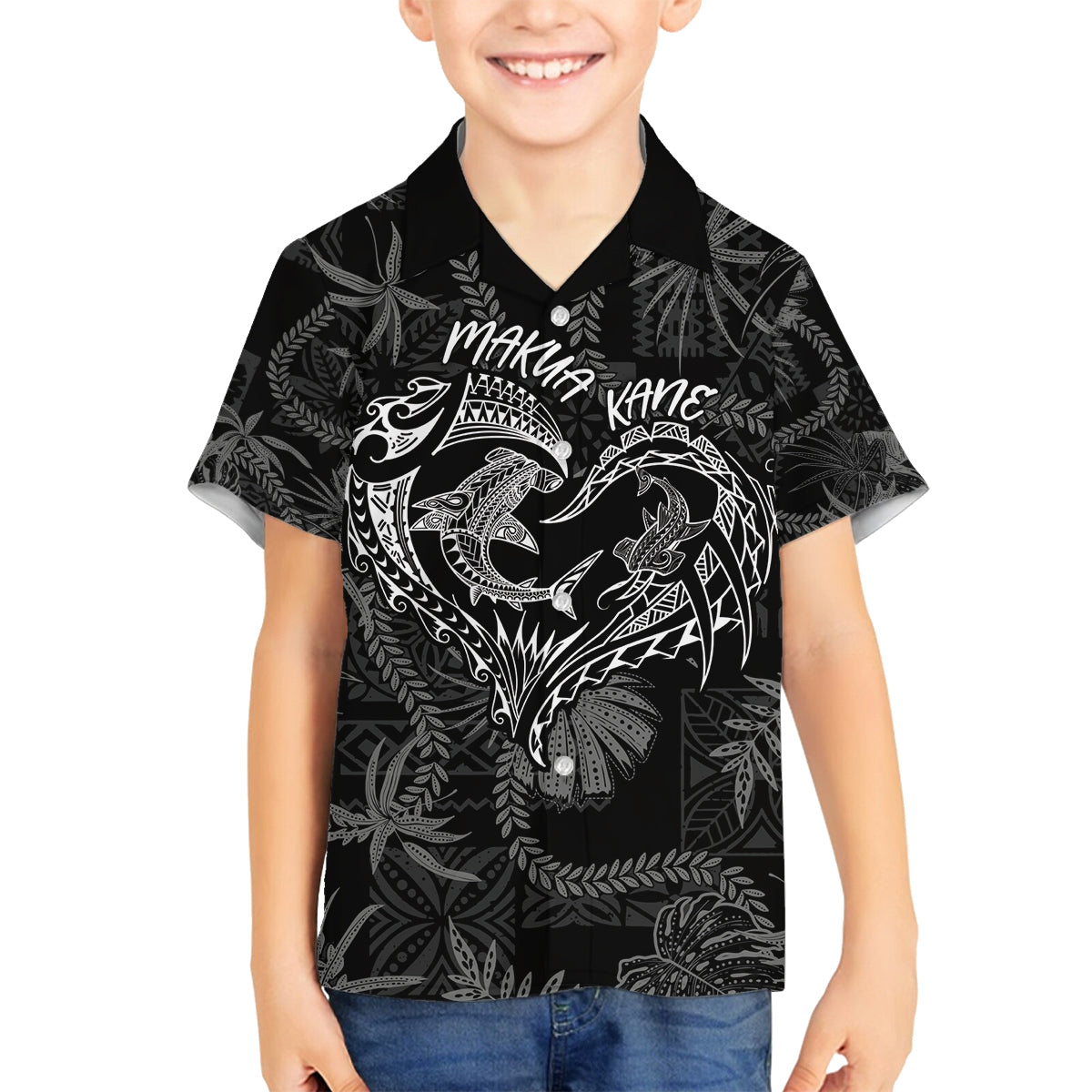 Hawaii Father's Day Vintage Lei Family Matching Puletasi and Hawaiian Shirt Hauoli la Makuakane - Black