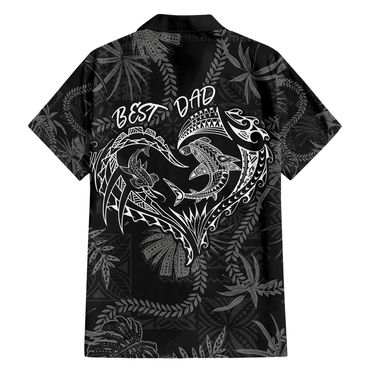 Hawaii Father's Day Vintage Lei Family Matching Short Sleeve Bodycon Dress and Hawaiian Shirt Hauoli la Makuakane - Black