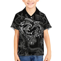 Hawaii Father's Day Vintage Lei Family Matching Short Sleeve Bodycon Dress and Hawaiian Shirt Hauoli la Makuakane - Black