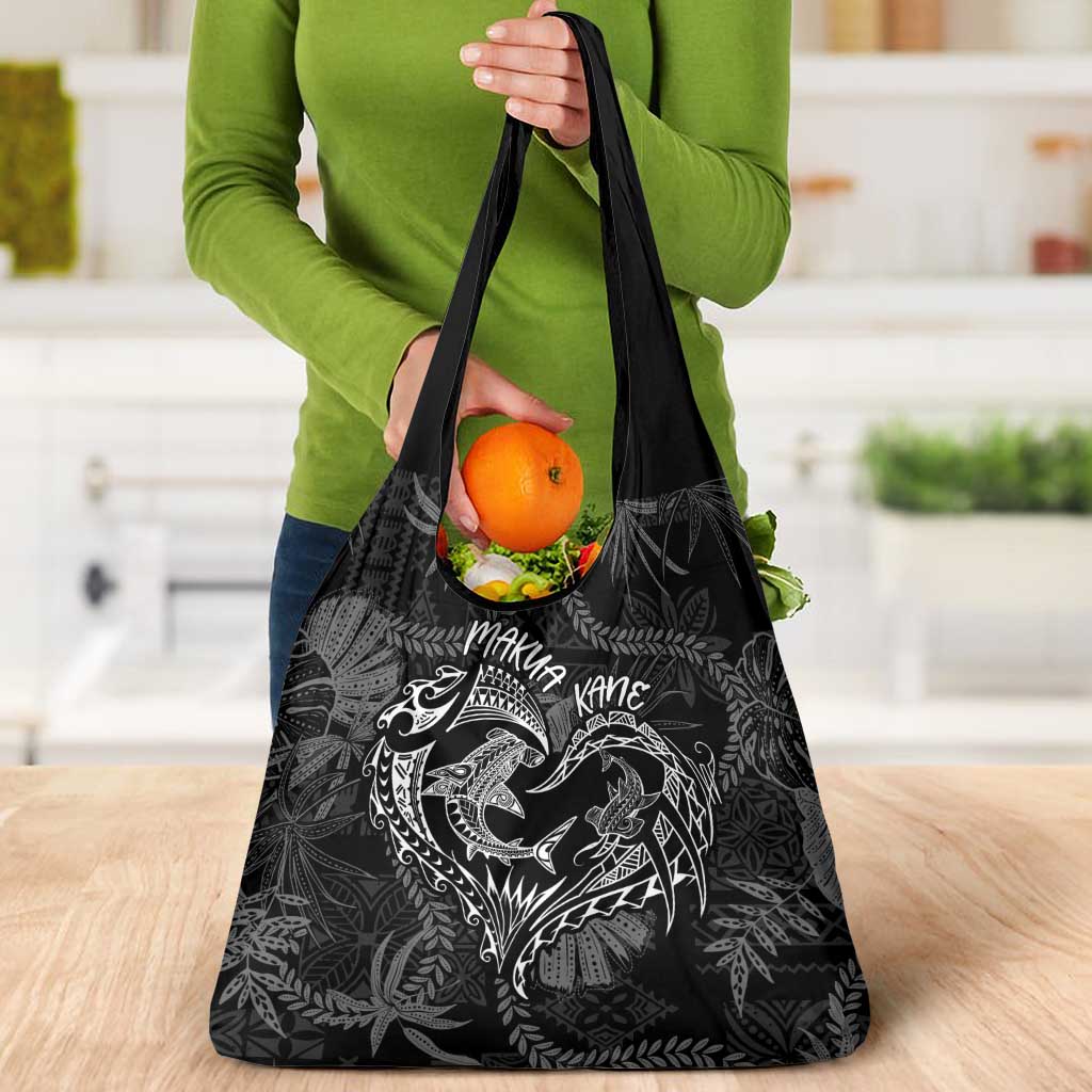 Hawaii Father's Day Vintage Lei Grocery Bag Hauoli la Makuakane - Black