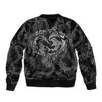 Hawaii Father's Day Vintage Lei Sleeve Zip Bomber Jacket Hauoli la Makuakane - Black