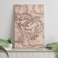 Hawaii Father's Day Vintage Lei Canvas Wall Art Hauoli la Makuakane - Beige