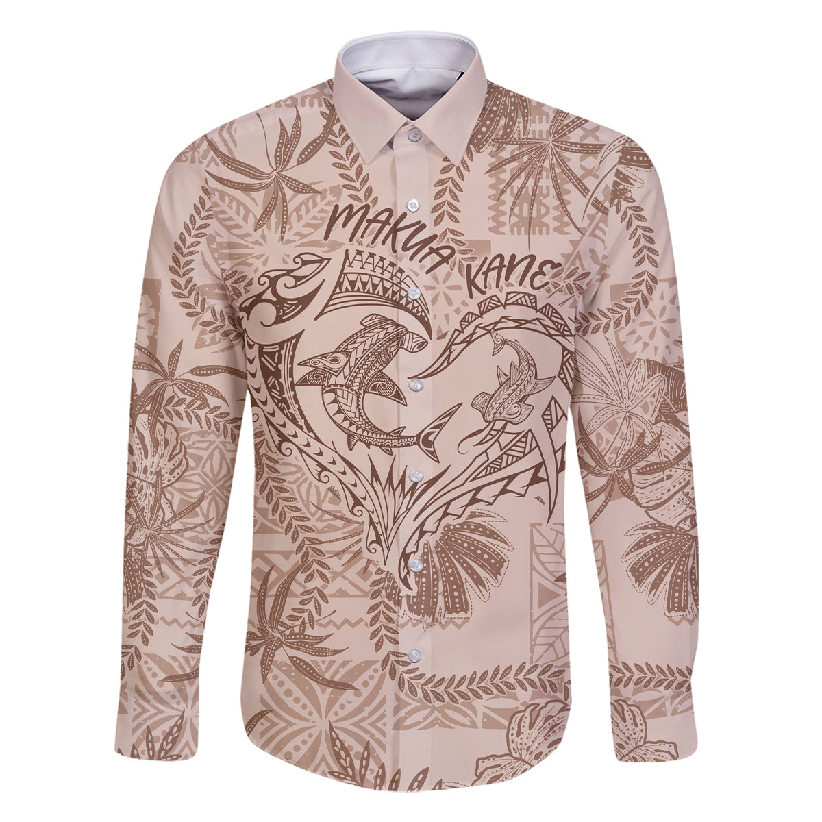 Hawaii Father's Day Vintage Lei Family Matching Long Sleeve Bodycon Dress and Hawaiian Shirt Hauoli la Makuakane - Beige