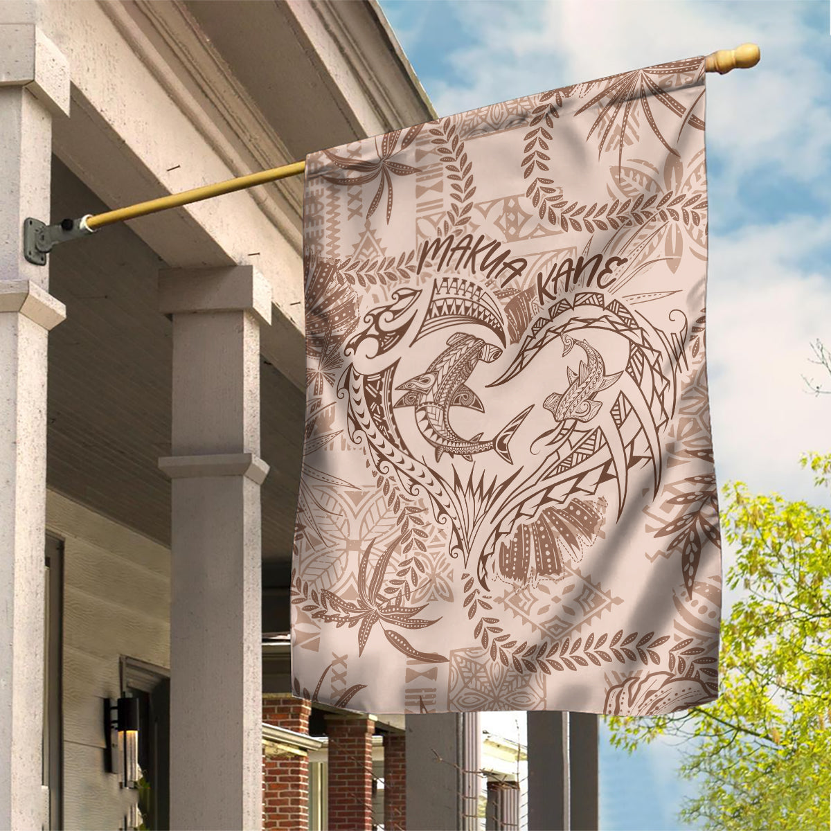 Hawaii Father's Day Vintage Lei Garden Flag Hauoli la Makuakane - Beige LT7 House Flag Beige - Polynesian Pride