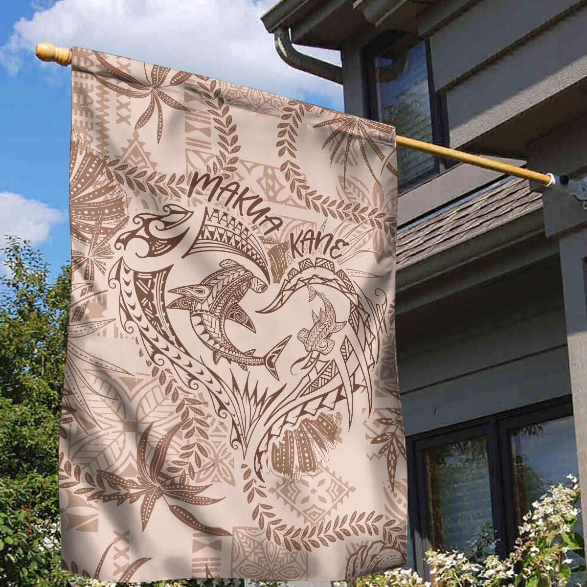 Hawaii Father's Day Vintage Lei Garden Flag Hauoli la Makuakane - Beige LT7 - Polynesian Pride