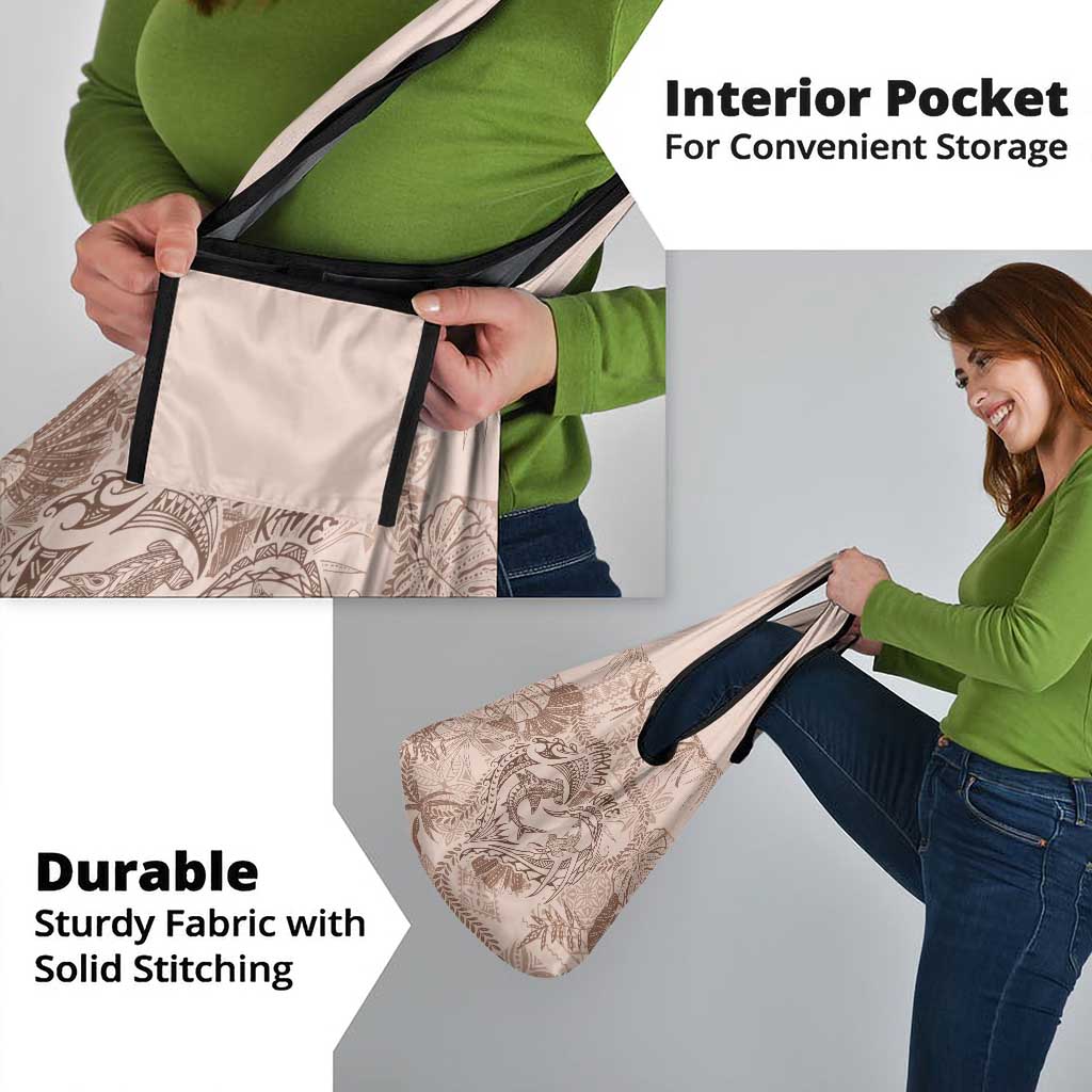 Hawaii Father's Day Vintage Lei Grocery Bag Hauoli la Makuakane - Beige