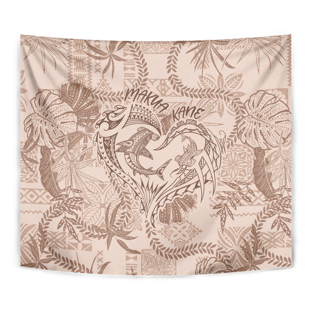 Hawaii Father's Day Vintage Lei Tapestry Hauoli la Makuakane - Beige