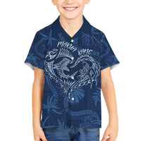 Hawaii Father's Day Vintage Lei Family Matching Tank Maxi Dress and Hawaiian Shirt Hauoli la Makuakane - Blue