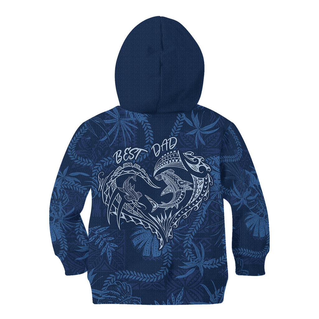 Hawaii Father's Day Vintage Lei Kid Hoodie Hauoli la Makuakane - Blue LT7 - Polynesian Pride