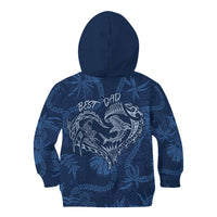 Hawaii Father's Day Vintage Lei Kid Hoodie Hauoli la Makuakane - Blue LT7 - Polynesian Pride