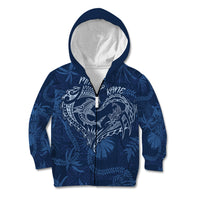 Hawaii Father's Day Vintage Lei Kid Hoodie Hauoli la Makuakane - Blue LT7 Zip Hoodie Blue - Polynesian Pride