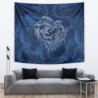 Hawaii Father's Day Vintage Lei Tapestry Hauoli la Makuakane - Blue