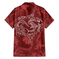 Hawaii Father's Day Vintage Lei Family Matching Long Sleeve Bodycon Dress and Hawaiian Shirt Hauoli la Makuakane - Red